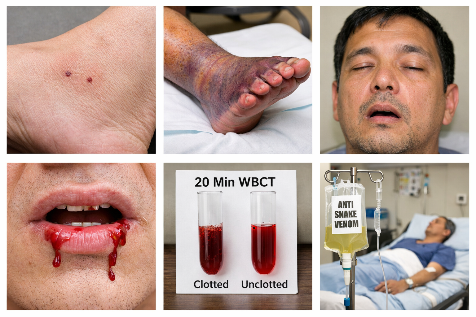Illustration of Snake Bite Clinical Features Diagnosis and Management Guide symptoms