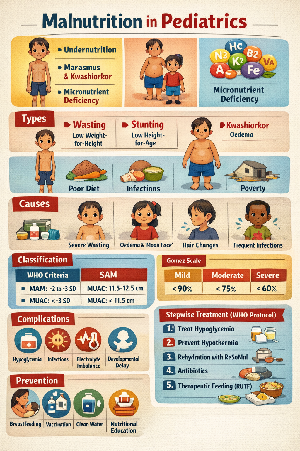 Pediatric Malnutrition Causes, Types, Clinical Features and WHO Management